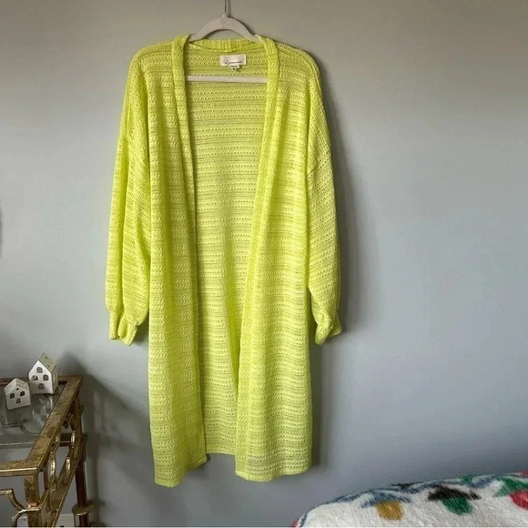 Anthropologie Sweaters - Anthropologie | Lime Yellow Knitted  Duster